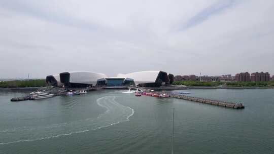 天津生态城国家海洋博物馆城市建筑风光航拍