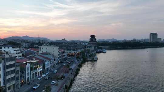 惠州水东街商业城航拍水东西路商业旅游街道