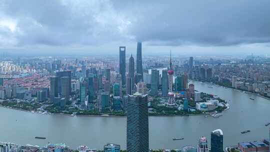 上海台风暴风雨来临前黑云压城航拍延时