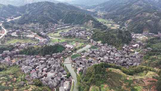 广西柳州三江程阳八寨侗寨航拍