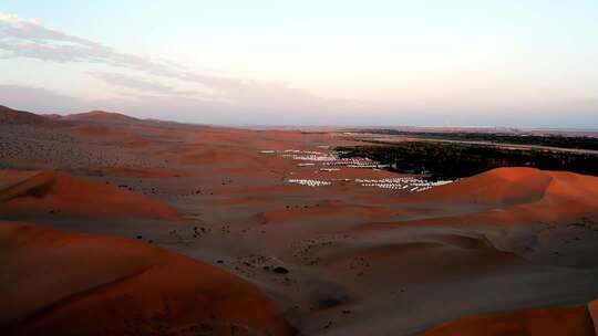 沙漠日出 沙漠沙丘自然风光全景