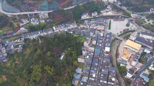 农村集贸市场菜市场农贸市场集市赶集航拍