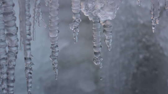 春天自然冰冻滴水冰雪融化