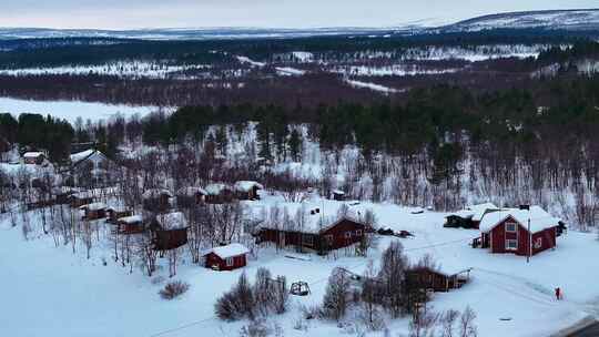 4K无人机航拍北欧芬兰雪景风光