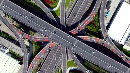城市交通车水马龙-立交桥高架路车流