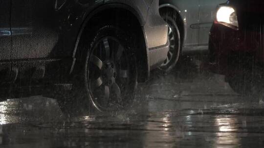 下雨街道的城市夜晚视频素材模板下载