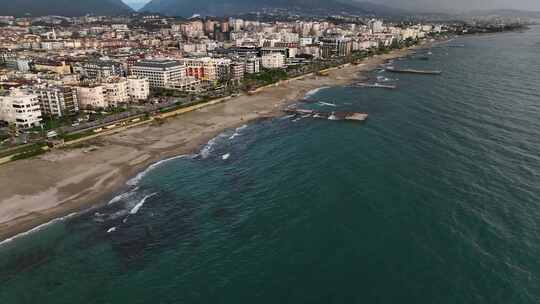 土耳其城市海岸城市上空的海景