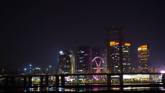 泉州东海泰禾夜景城市夜景江滨晋江大桥夜景