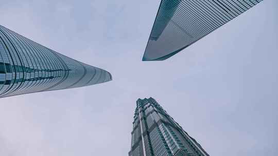 上海三件套摩天大楼延时摄影