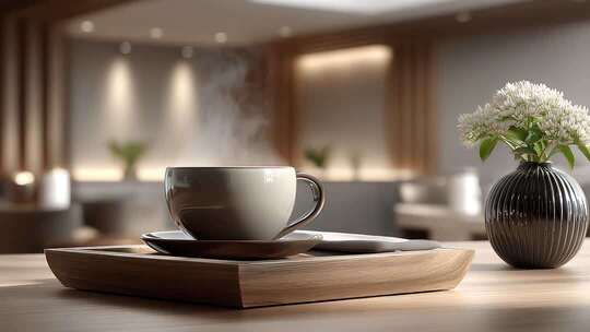 简约家居环境咖啡袅袅升腾
