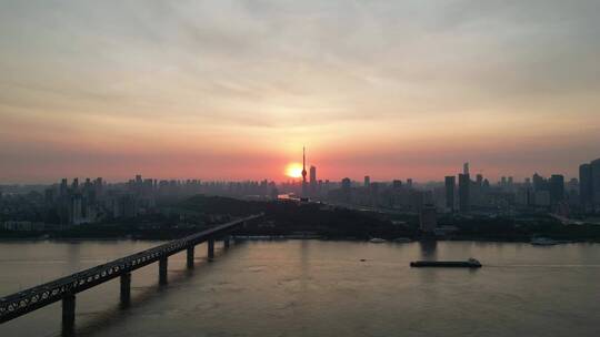 航拍湖北武汉城市风光旅游景点