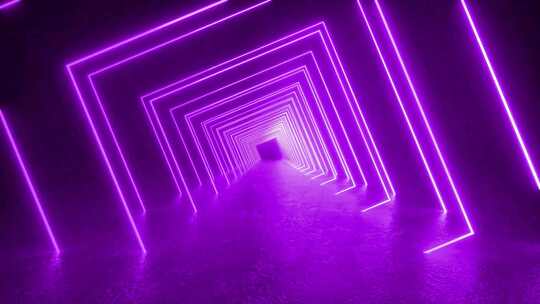 走过紫色隧道的人