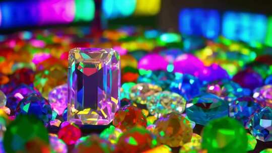 多彩宝石与钻石特写