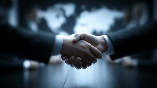 商务人士握手达成国际合作协议