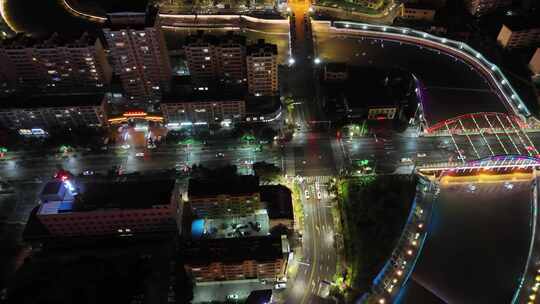 航拍甘肃定西城市夜景灯光