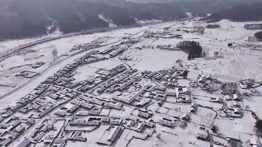 东北雪乡雪后小镇全景俯瞰