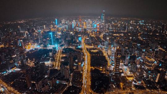 上海徐汇区夜景航拍