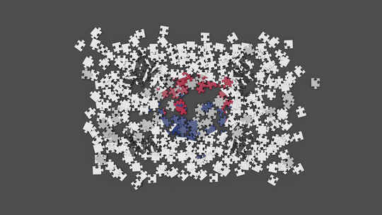 由拼图组装而成的3D韩国国旗