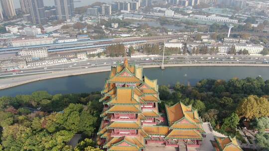 旅游景区南京阅江楼古建筑航拍