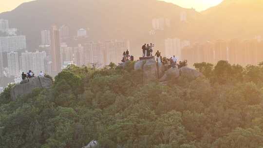 宝马山傍晚日落航拍