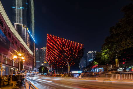 8K 重庆 国泰艺术中心 夜景 车流延时