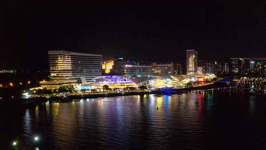 厦门市五缘湾国际游艇汇五缘大桥夜景航拍