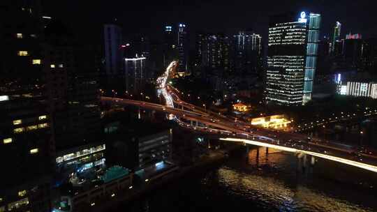 广州珠江的江湾大桥航拍视频素材模板下载