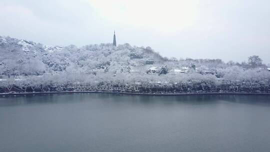 保俶塔 雪景 航拍 西湖 断桥 4