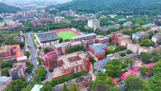 湖南大学学校校园风景航拍长沙岳麓区城市地