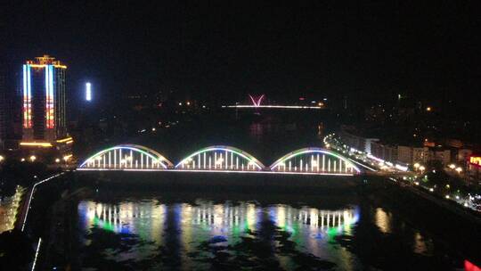 城市航拍湖南邵阳西湖大桥夜景