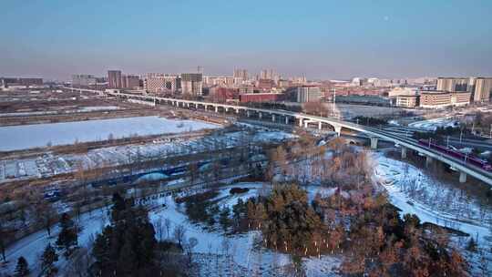 长春北湖风景航拍