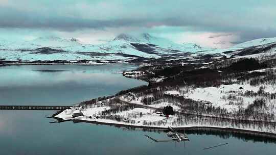 4K航拍北欧挪威冰川湖岛美景