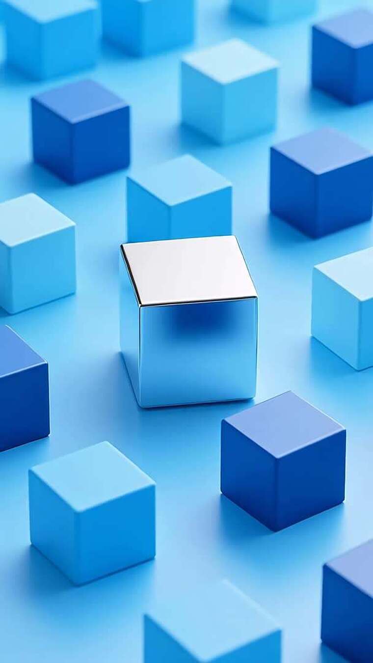 蓝色几何体立体场景