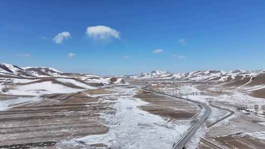 航拍冬天北方冬季 农村雪景