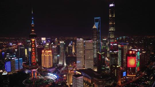 上海浦东CBD，环绕上升镜头