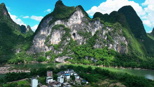 延时航拍桂林漓江风景区九马画山视频素材模板下载