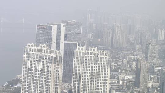 高处俯瞰湖南长沙城市高楼大厦林立景观