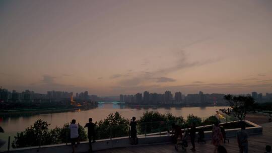 重庆市合川区城市全景延时摄影日转夜