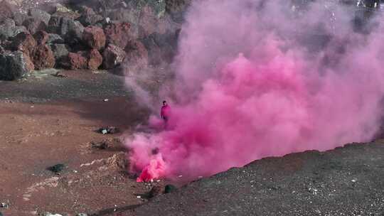 乌兰哈达火山烟雾航拍