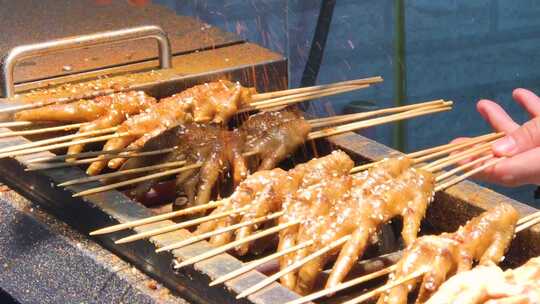 夜晚夜市美食烧烤大排档