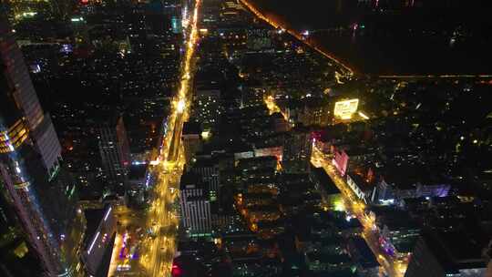 南京市鼓楼区车流夜景航拍延时