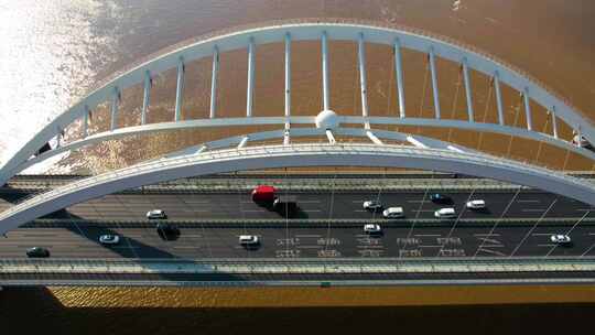 杭州钱塘江九堡大桥车流延时摄影视频素材模板下载