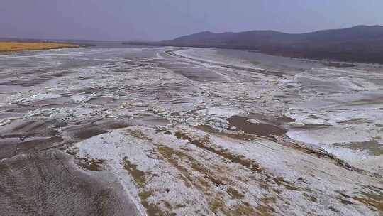 航拍乌苏里江饶河开江流冰视频素材模板下载