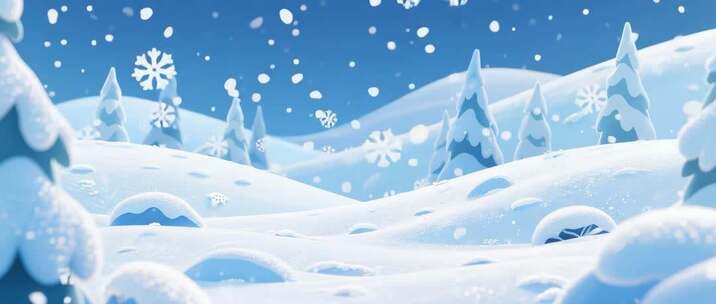 冬季雪景卡通风格雪地场景