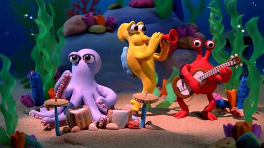 海底卡通动物乐队演奏素材