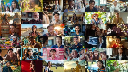 百人千人万人笑容微笑(前136S为快速预览)高清在线视频素材下载