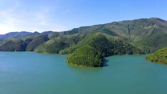 航拍水库 生态 水资源保护区 大坝 清澈水面