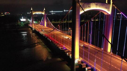 城市的桥梁夜景航拍