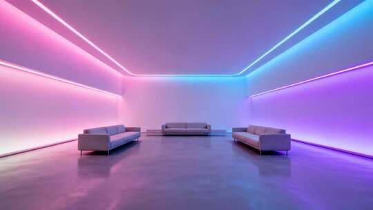 霓虹灯未来感简约客厅科技概念背景
