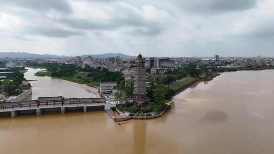 合集广东潮州凤凰塔地标建筑航拍